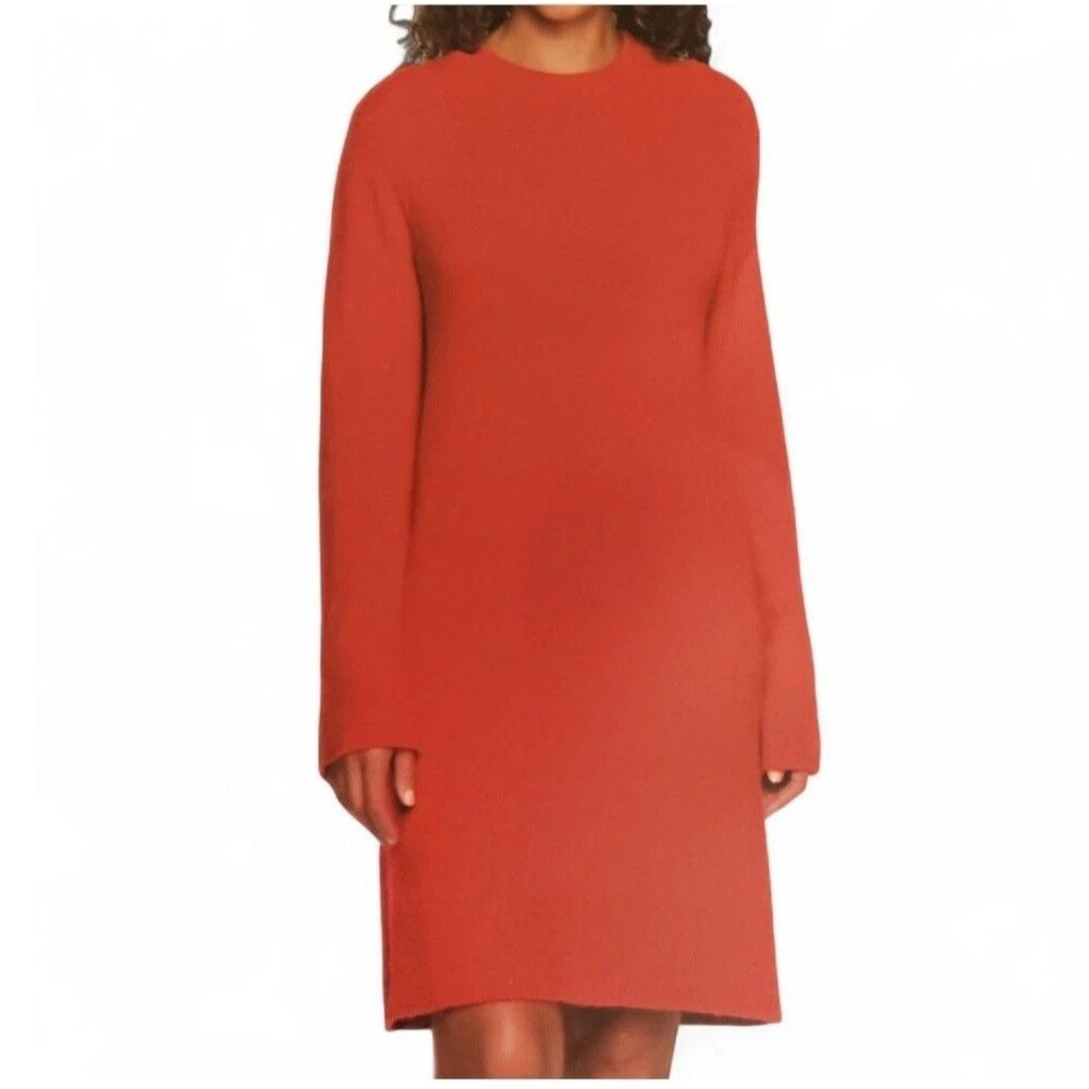 NWT Lands' End Crewneck Knit Long Sleeve Red Sweater Dress Women’s Size XXL Cozy